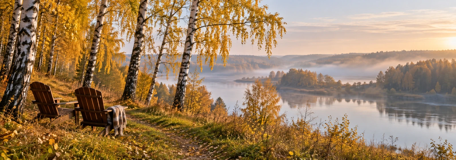 Тихая осенняя прогулка среди берёз